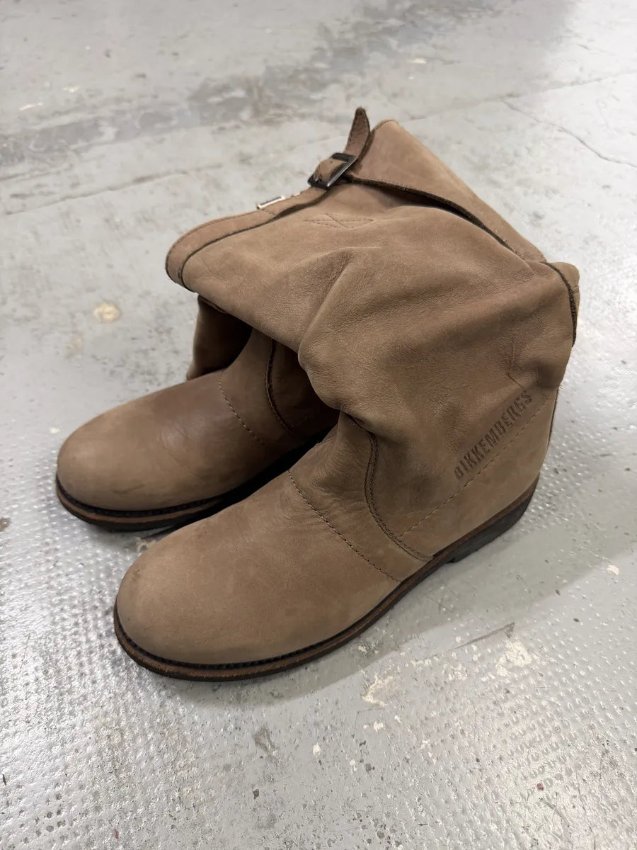2000s Bikkembergs Beige Brown Eroded Leather Ankle Boots icbMAls 3