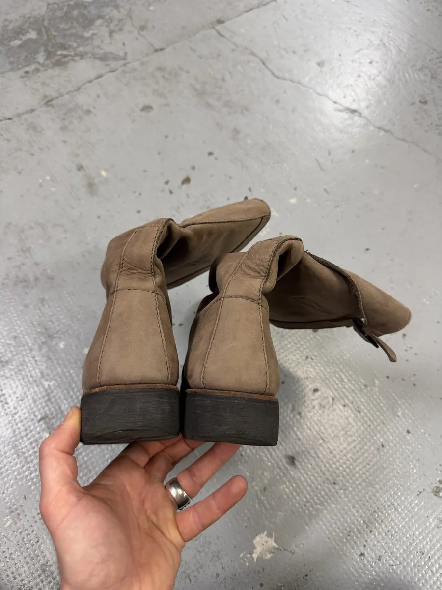 2000s Bikkembergs Beige Brown Eroded Leather Ankle Boots icbMAls 4