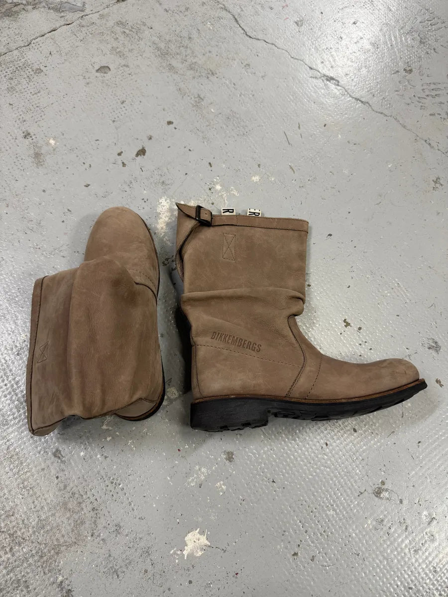 2000s Bikkembergs Beige Brown Eroded Leather Ankle Boots icbMAls 9
