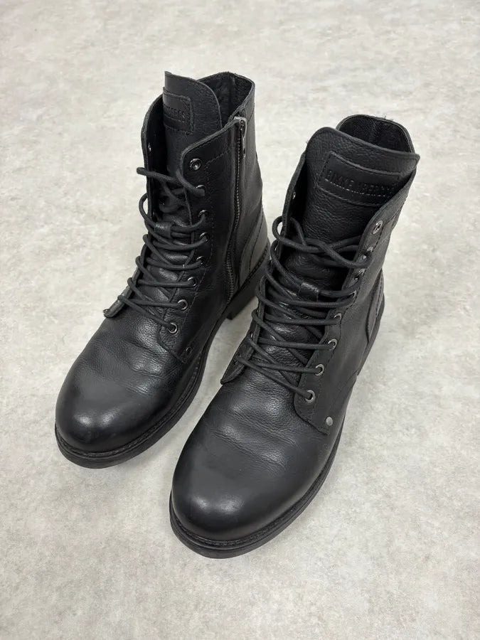 2000s Bikkembergs Black Leather Combat Boots BTNjmKK 2