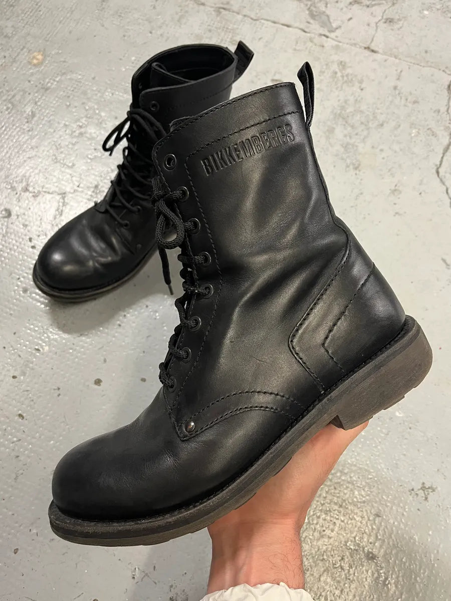 2000s Bikkembergs Black Leather Lace Up Boots VFNbIUJ 0