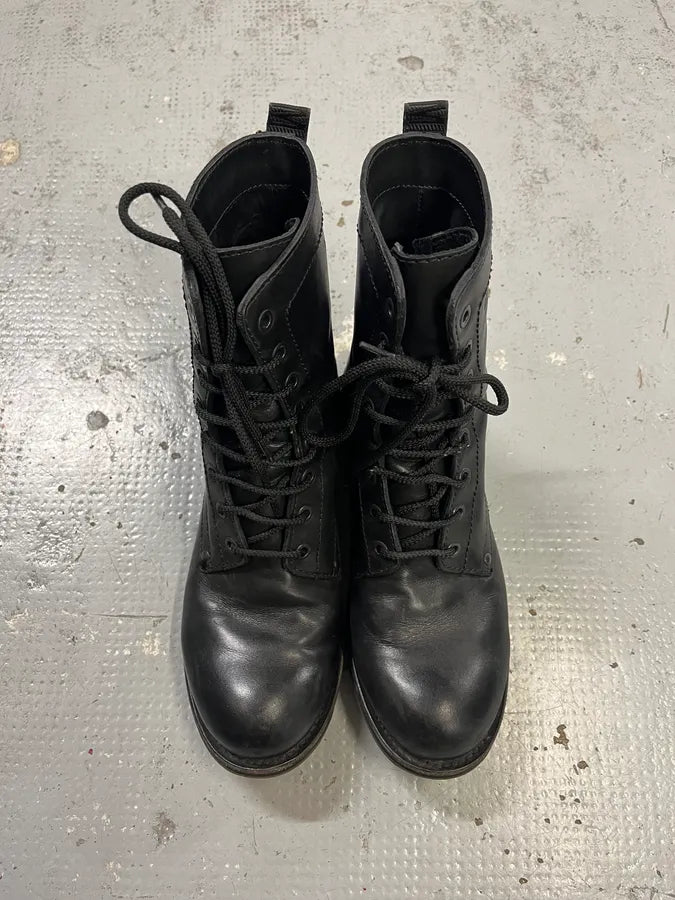 2000s Bikkembergs Black Leather Lace Up Boots VFNbIUJ 3