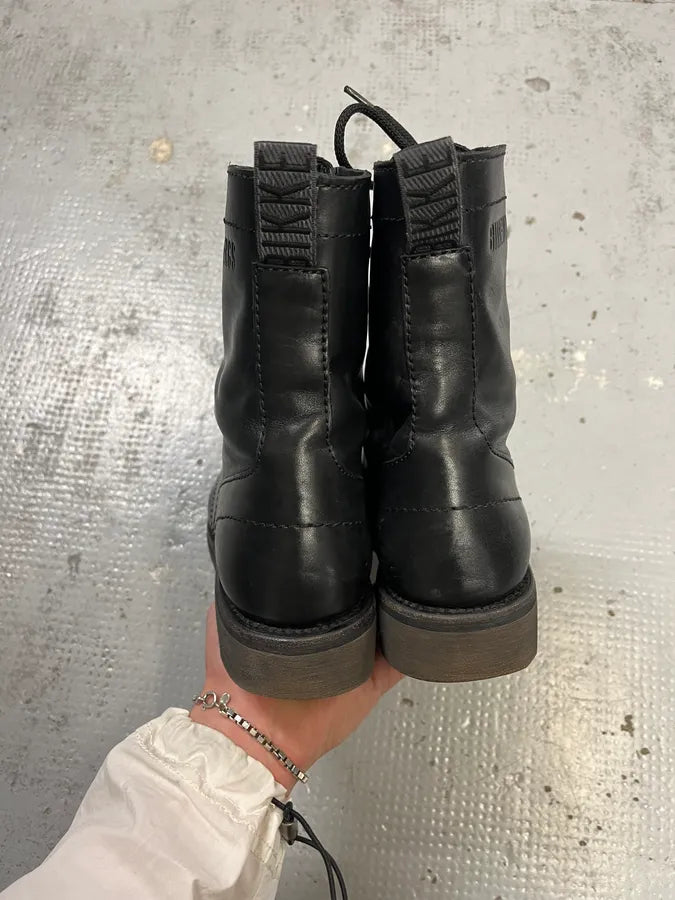 2000s Bikkembergs Black Leather Lace Up Boots VFNbIUJ 4