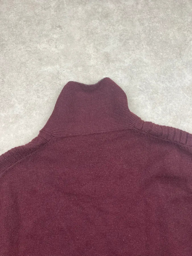 2000s Bikkembergs Bordeaux Wool Ribbed V-Neck Sweater qleCllB 6