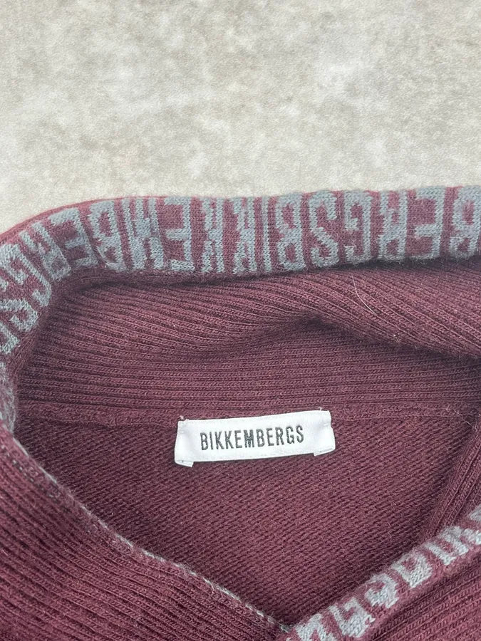 2000s Bikkembergs Bordeaux Wool Ribbed V-Neck Sweater qleCllB 8