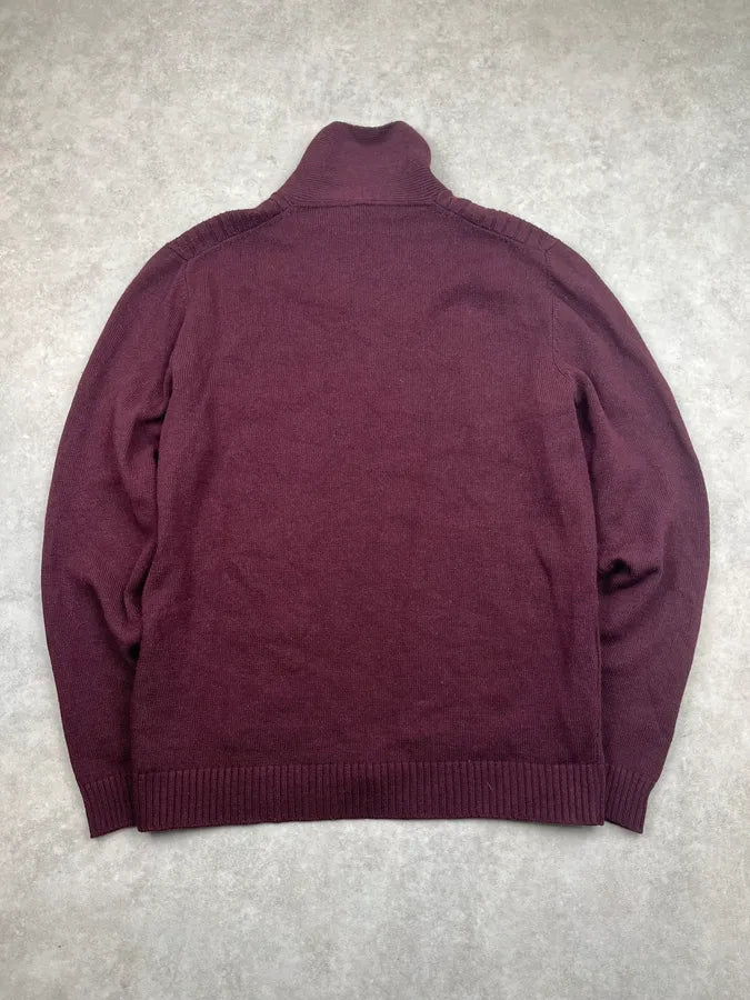2000s Bikkembergs Bordeaux Wool Ribbed V-Neck Sweater qleCllB 5