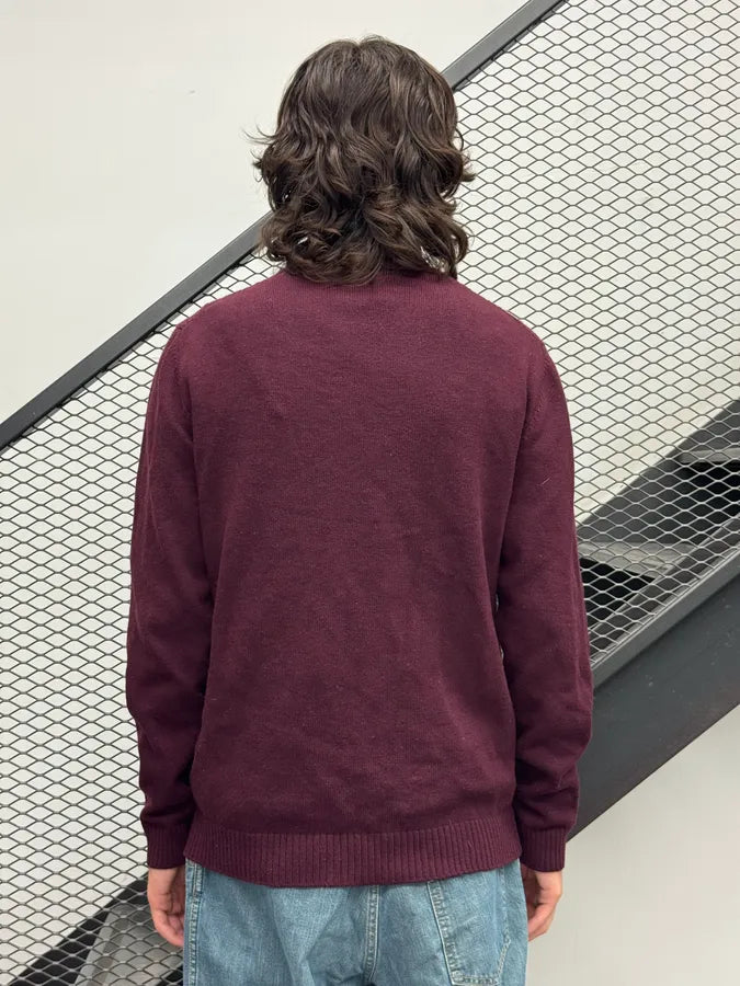 2000s Bikkembergs Bordeaux Wool Ribbed V-Neck Sweater qleCllB 2