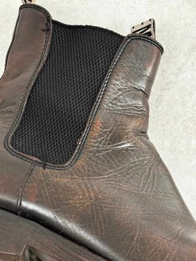 2000s Bikkembergs Brown Faded Leather Ankle Boots ugNdVJt 3