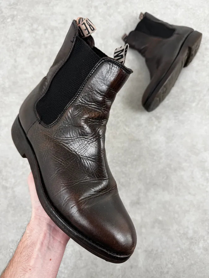 2000s Bikkembergs Brown Faded Leather Ankle Boots ugNdVJt 0