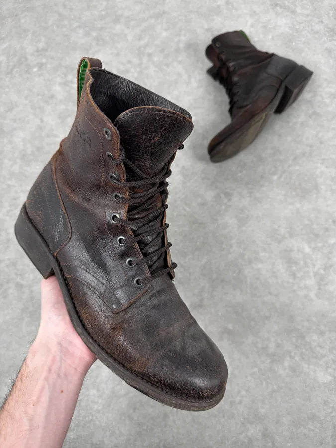 2000s Bikkembergs Brown Leather Army Boots qHfWyty 0