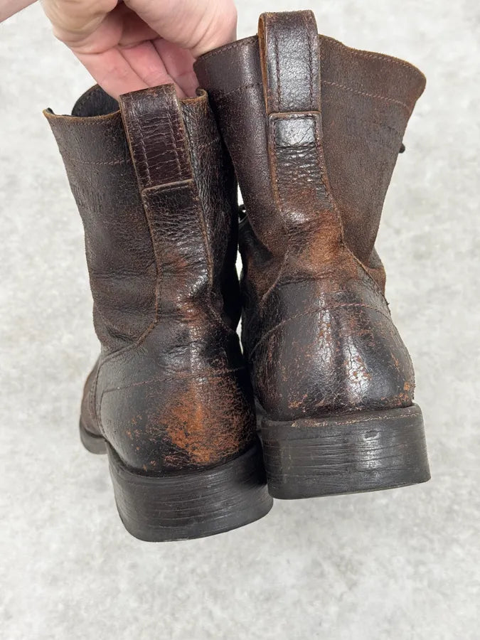 2000s Bikkembergs Brown Leather Army Boots qHfWyty 3