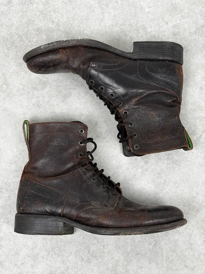 2000s Bikkembergs Brown Leather Army Boots qHfWyty 1