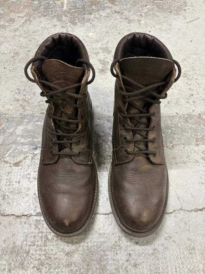 2000s Bikkembergs Brown Leather Lace Up Boots PkKCaEn 1