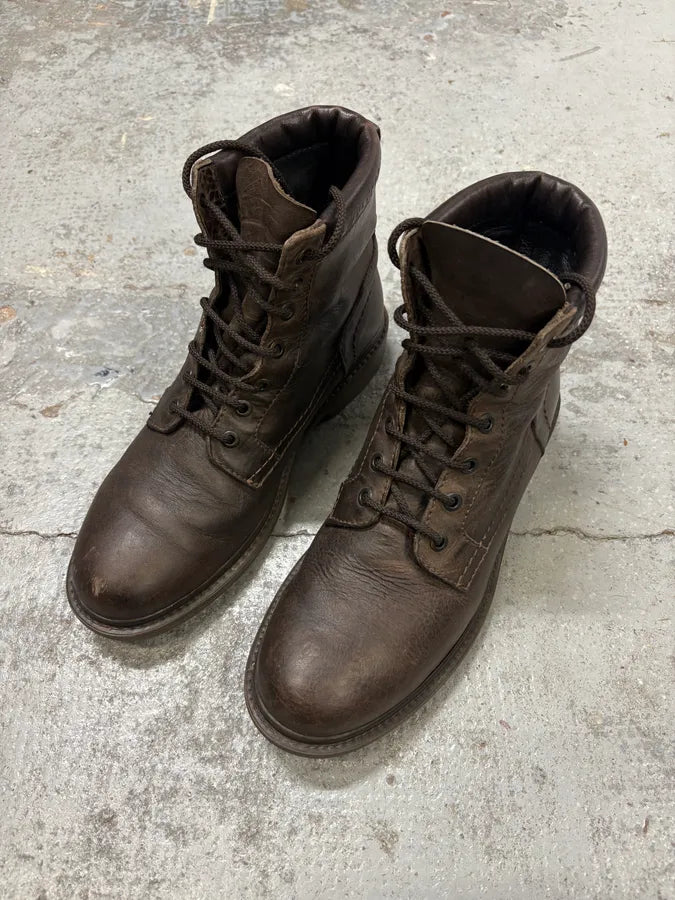 2000s Bikkembergs Brown Leather Lace Up Boots PkKCaEn 2