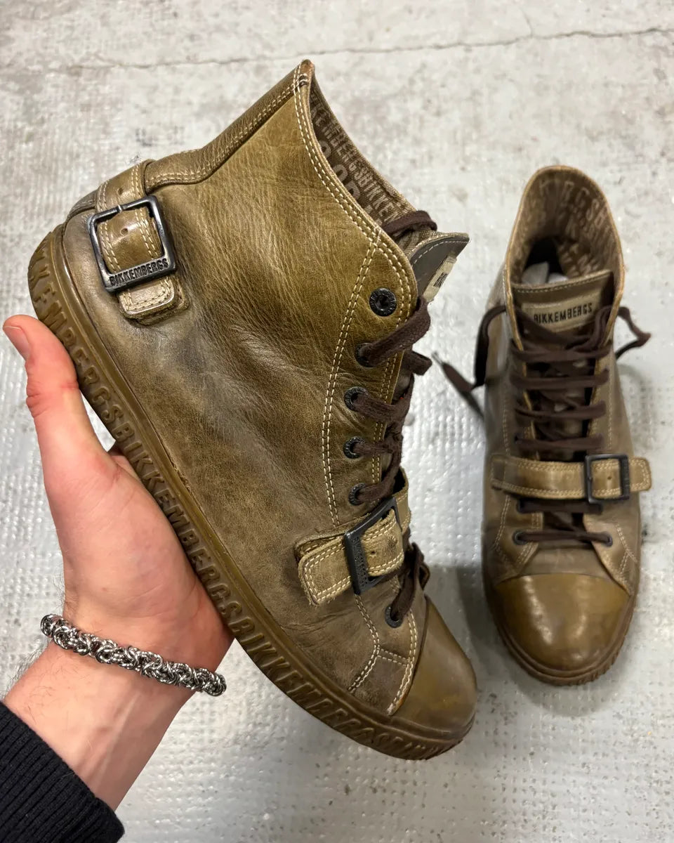 2000s Bikkembergs Brown Leather Straps High Top Sneakers CEVVENz 0
