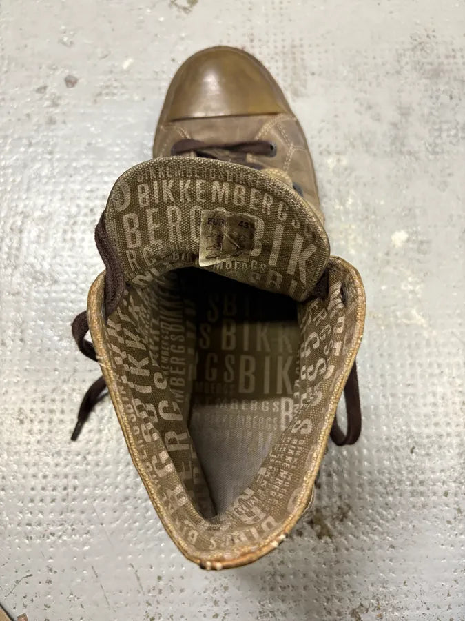 2000s Bikkembergs Brown Leather Straps High Top Sneakers CEVVENz 6
