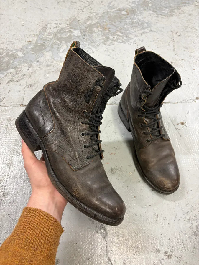2000s Bikkembergs Dark Brown Leather Combat Boots pCPLaxy 0