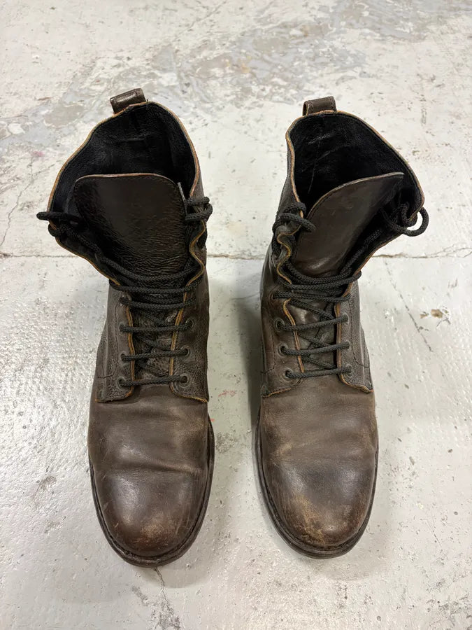 2000s Bikkembergs Dark Brown Leather Combat Boots pCPLaxy 1