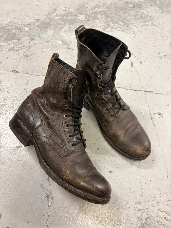 2000s Bikkembergs Dark Brown Leather Combat Boots pCPLaxy 4
