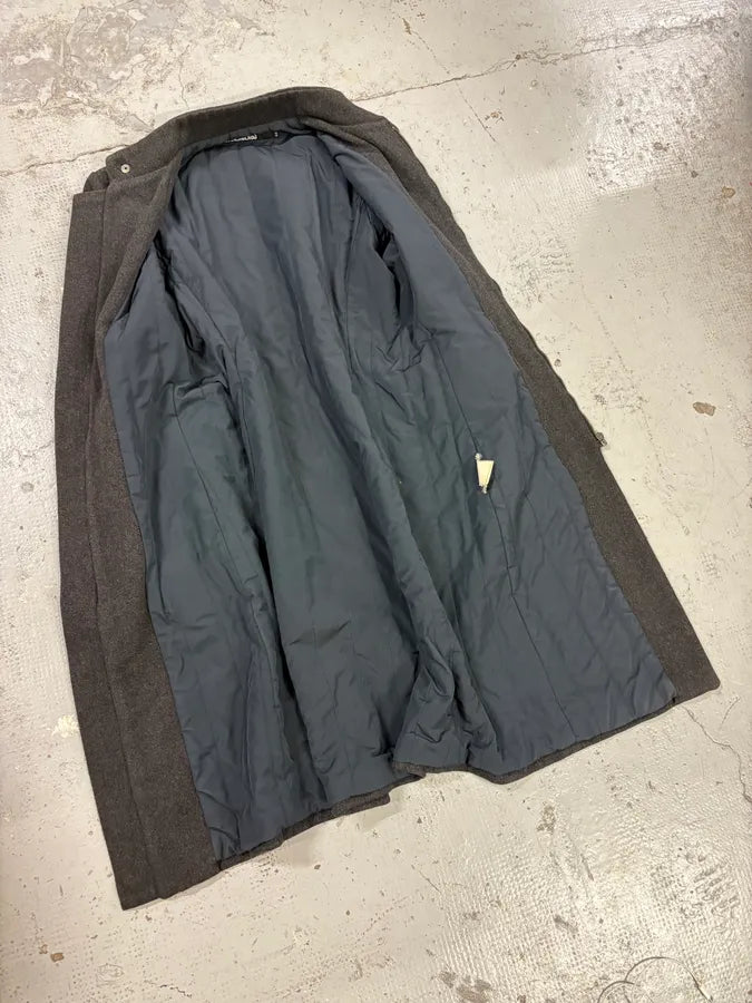 2000s Bikkembergs Dark Grey Hybrid Wool & Leather Coat EHyhOig 6
