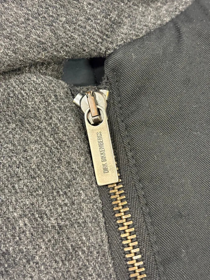 2000s Bikkembergs Dark Grey Hybrid Wool & Leather Coat EHyhOig 8