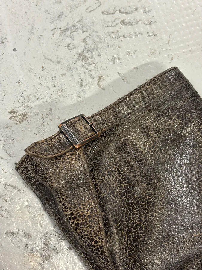 2000s Bikkembergs Brown Cracked Eroded Leather Boots BIiZhvz 2