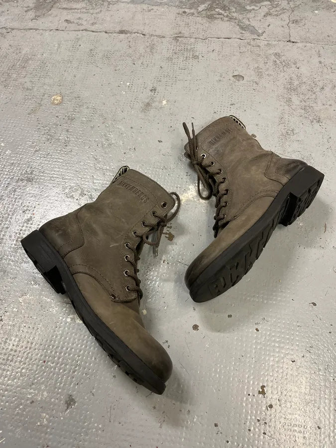 2000s Bikkembergs Grey Leather Lace-Up Boots gLCcHFX 1