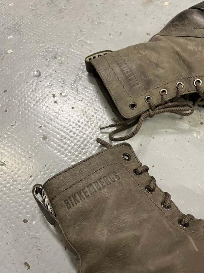 2000s Bikkembergs Grey Leather Lace-Up Boots gLCcHFX 3