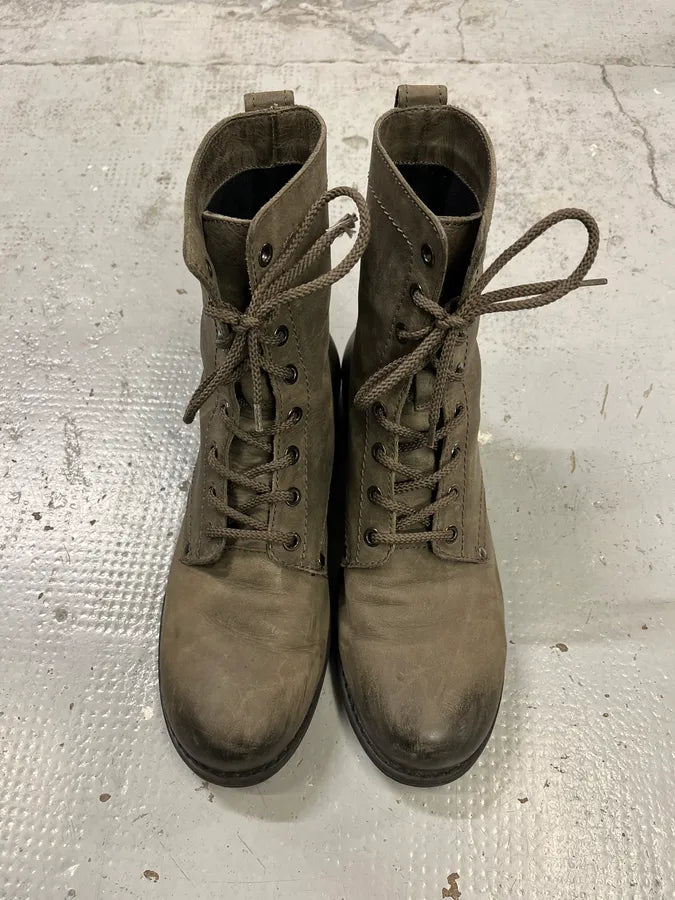 2000s Bikkembergs Grey Leather Lace-Up Boots gLCcHFX 4