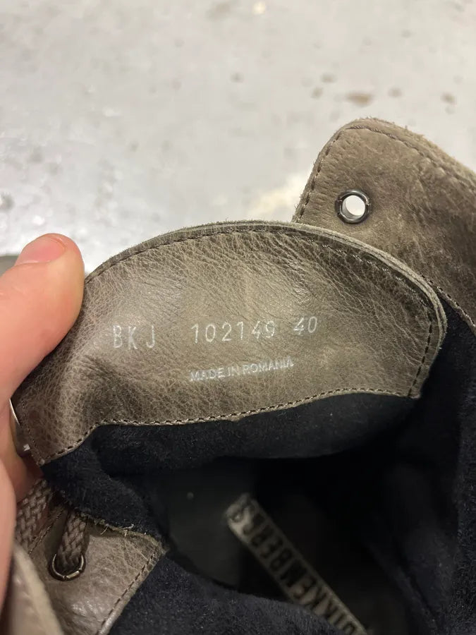 2000s Bikkembergs Grey Leather Lace-Up Boots gLCcHFX 8