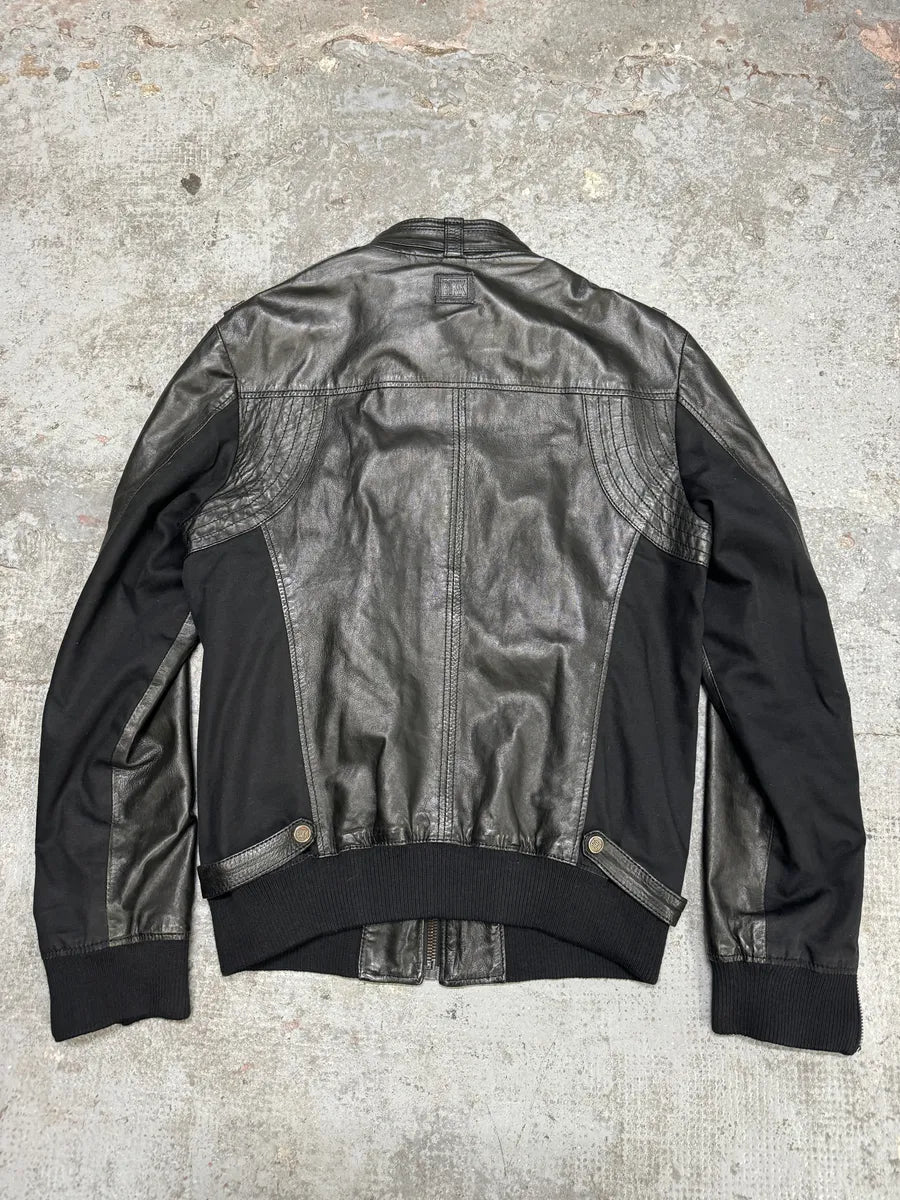 2000s Bikkembergs Hybrid Black Leather Biker Jacket (M) RzvmEHe 3