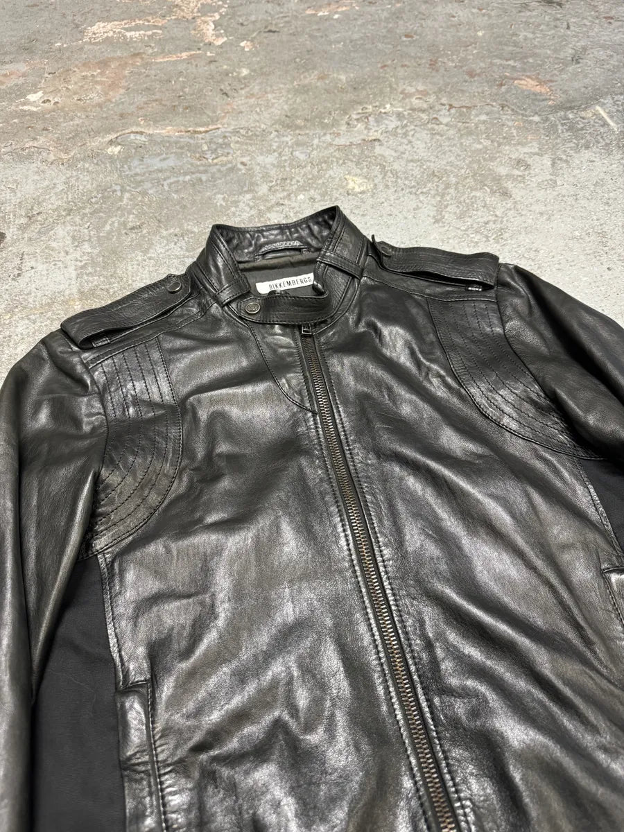 2000s Bikkembergs Hybrid Black Leather Biker Jacket (M) RzvmEHe 7