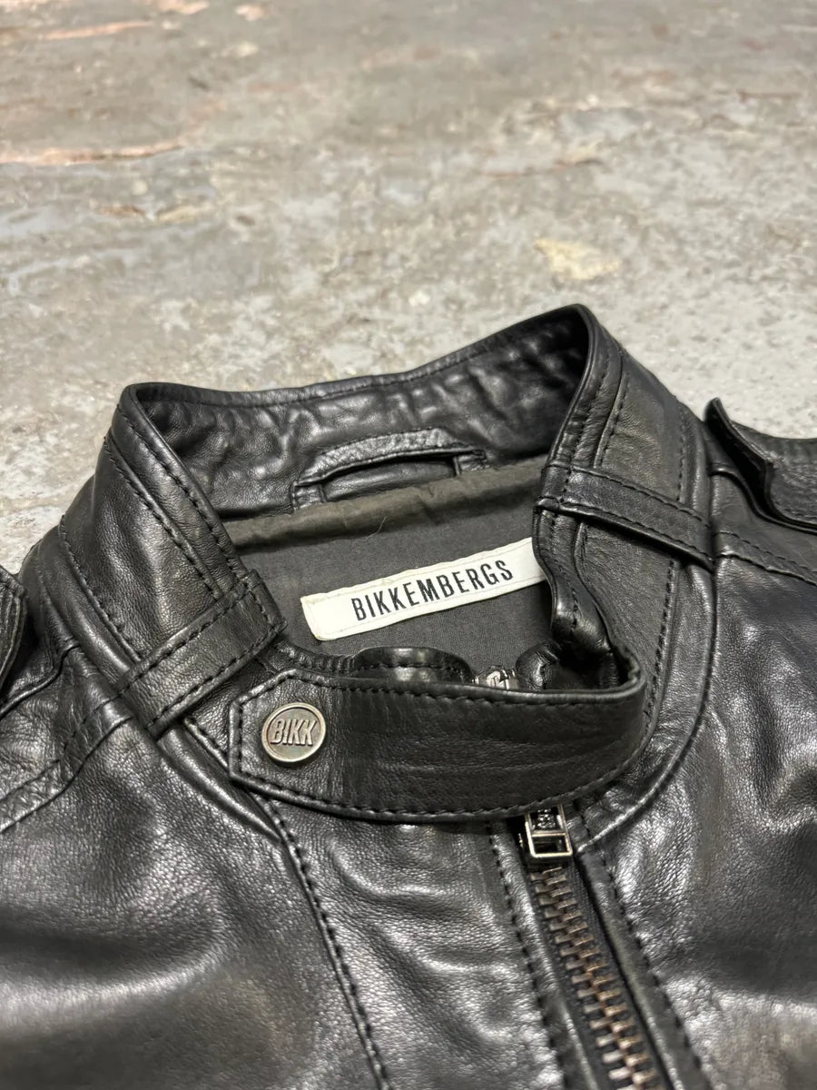 2000s Bikkembergs Hybrid Black Leather Biker Jacket (M) RzvmEHe 9