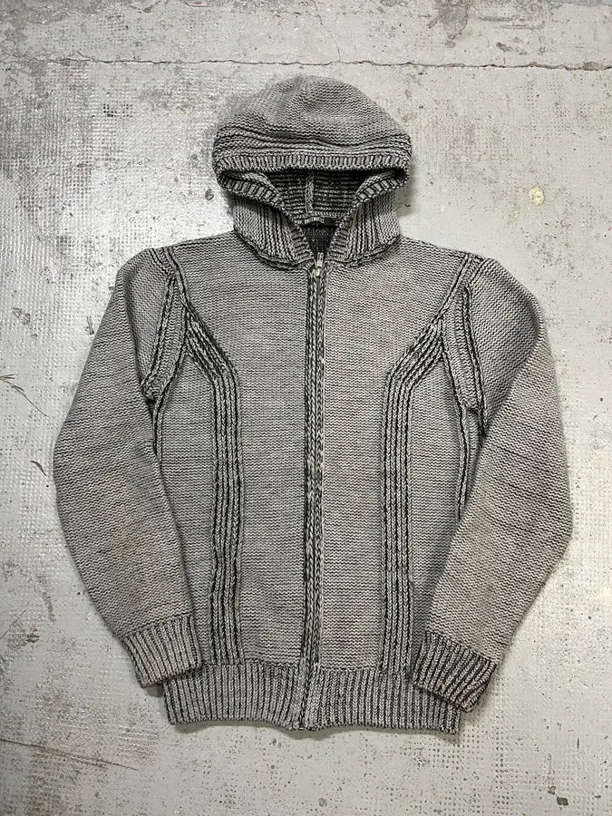 2000s Bikkembergs Knit Grey Zip-Up Hoodie NMCfAts 0