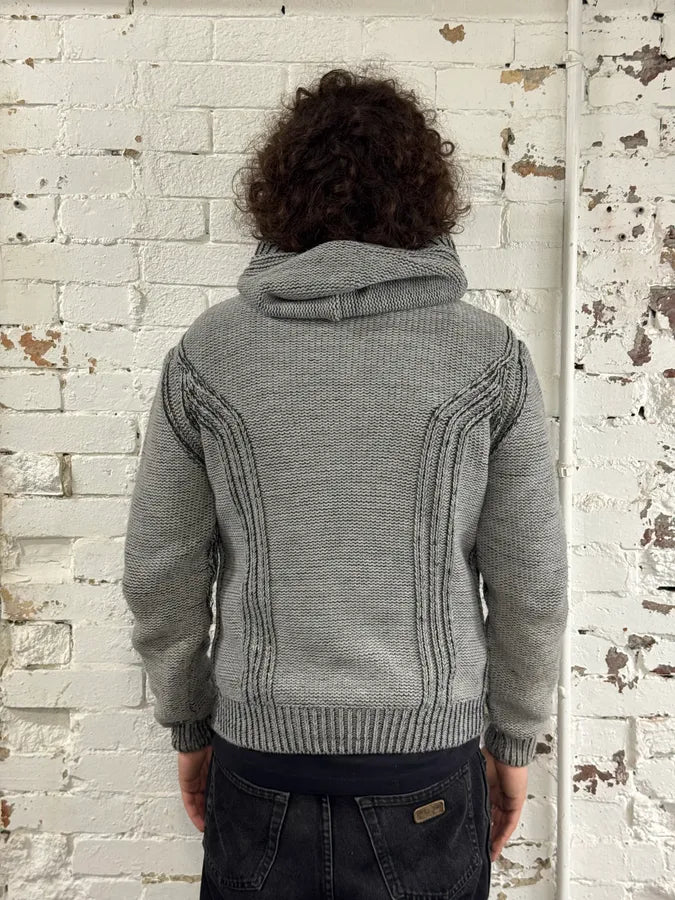 2000s Bikkembergs Knit Grey Zip-Up Hoodie NMCfAts 2