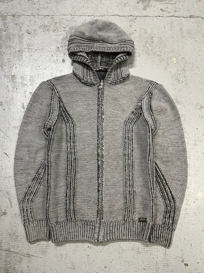 2000s Bikkembergs Knit Grey Zip-Up Hoodie NMCfAts 3