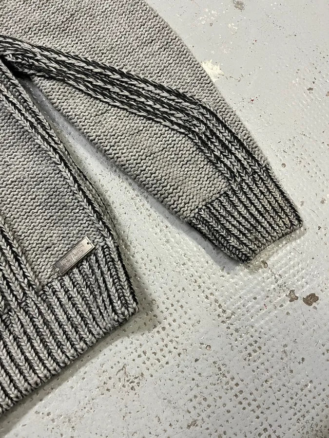2000s Bikkembergs Knit Grey Zip-Up Hoodie NMCfAts 5