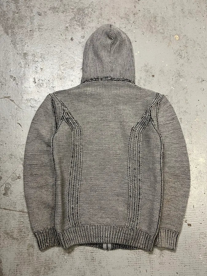 2000s Bikkembergs Knit Grey Zip-Up Hoodie NMCfAts 8