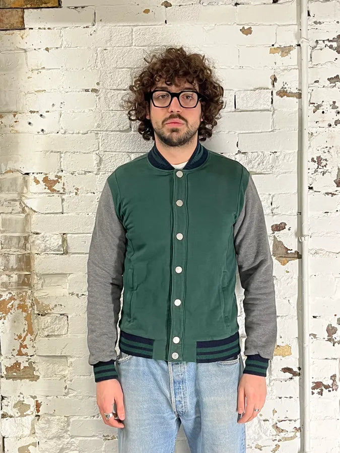 2000s Bikkembergs Teddy Green & Grey Bomber Jacket NPpsihr 1