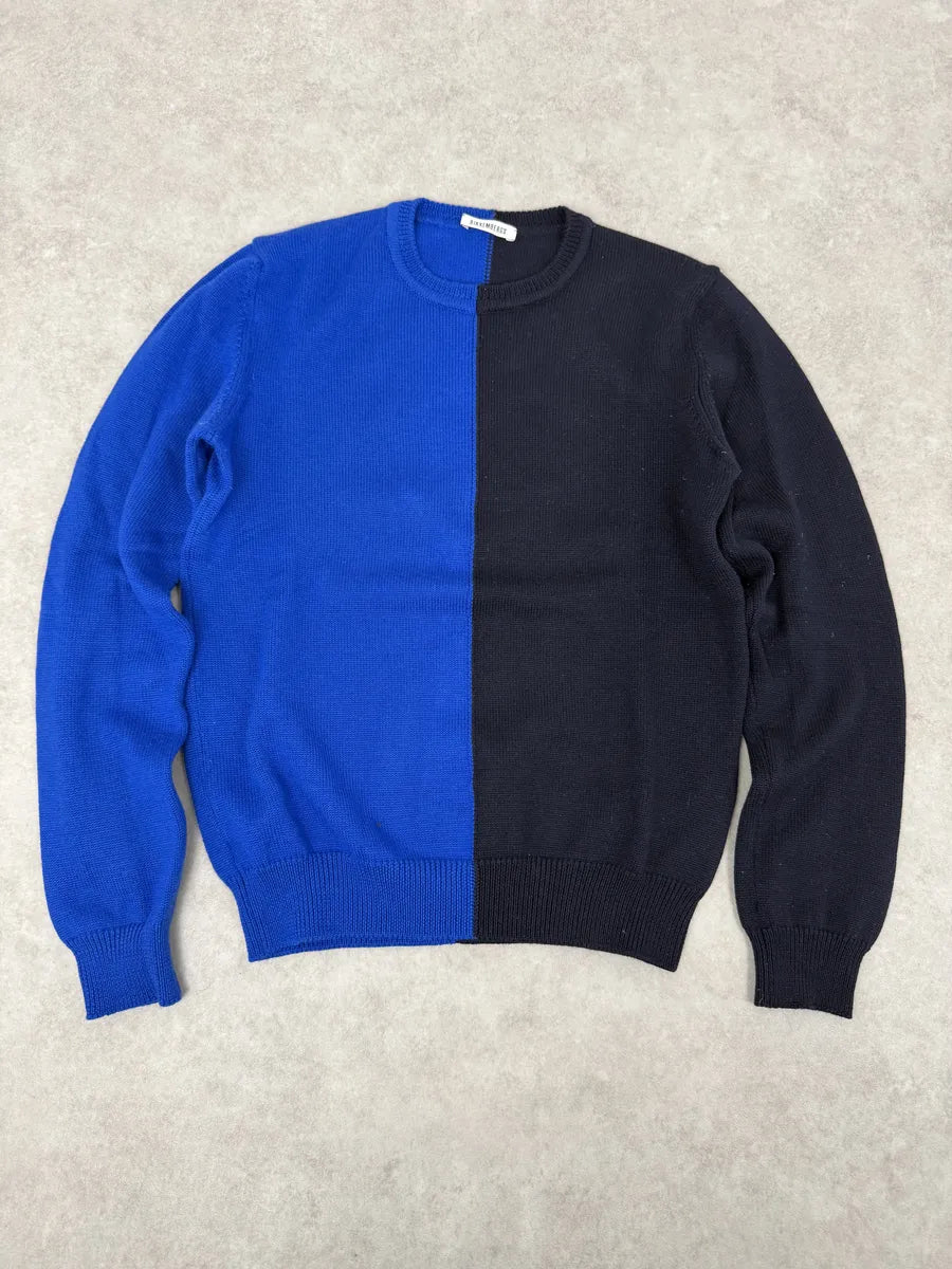 2000s Bikkembergs Two Tone Blue & Black Wool Sweater nTNXMpH 0