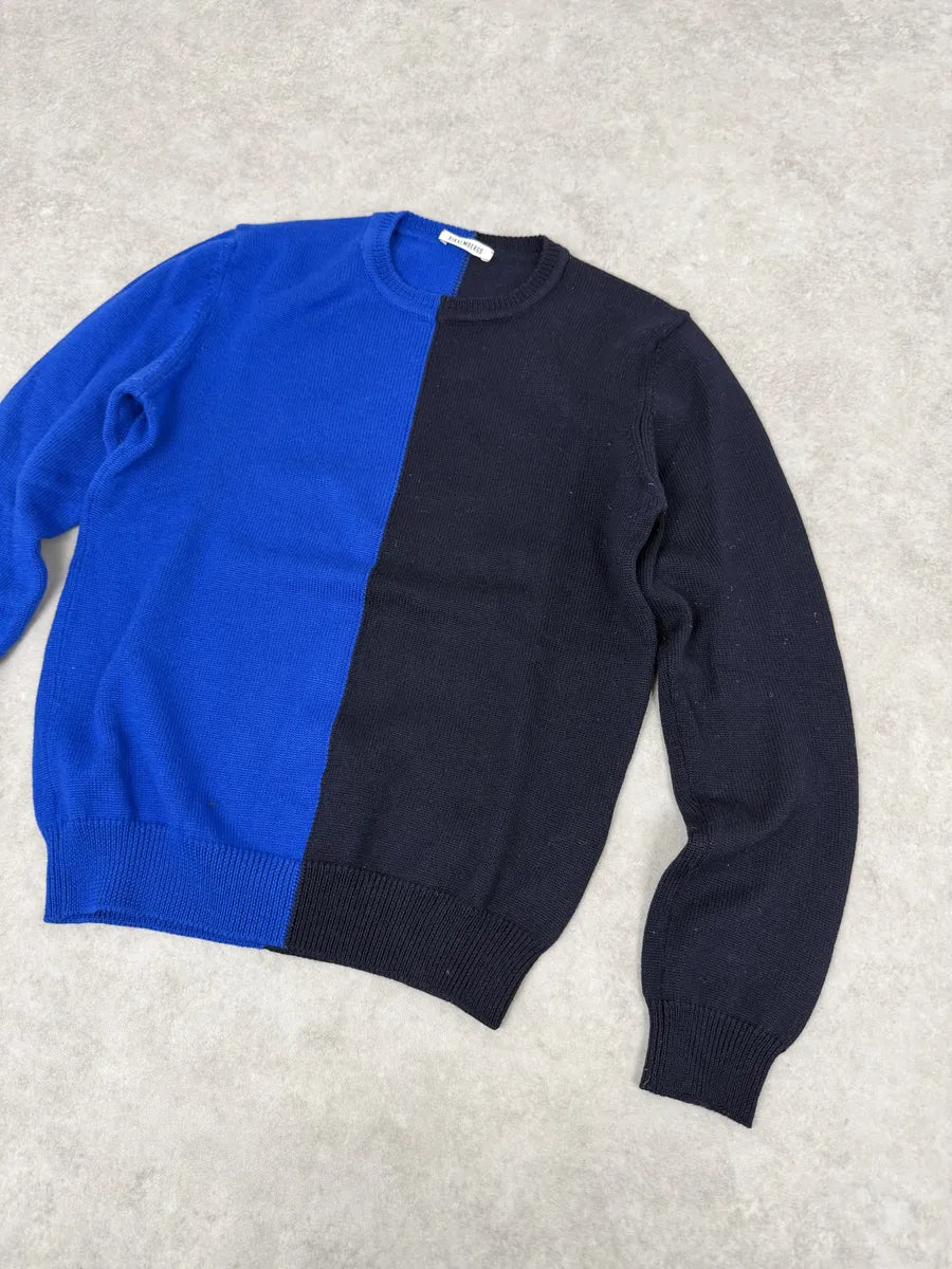 2000s Bikkembergs Two Tone Blue & Black Wool Sweater nTNXMpH 12
