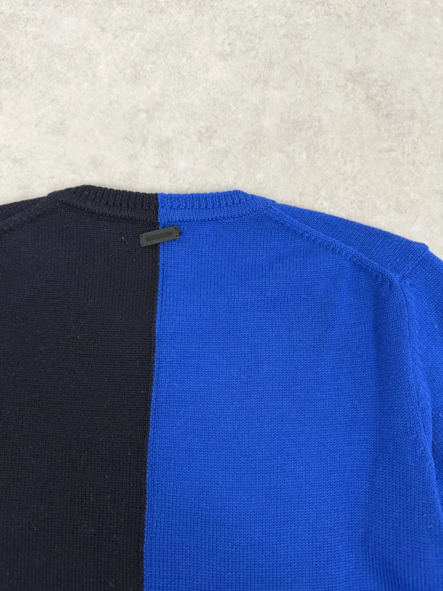 2000s Bikkembergs Two Tone Blue & Black Wool Sweater nTNXMpH 5