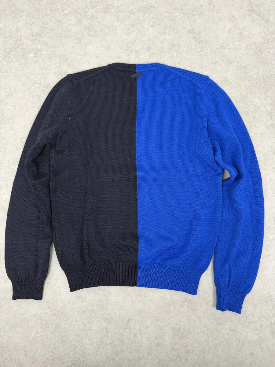 2000s Bikkembergs Two Tone Blue & Black Wool Sweater nTNXMpH 6