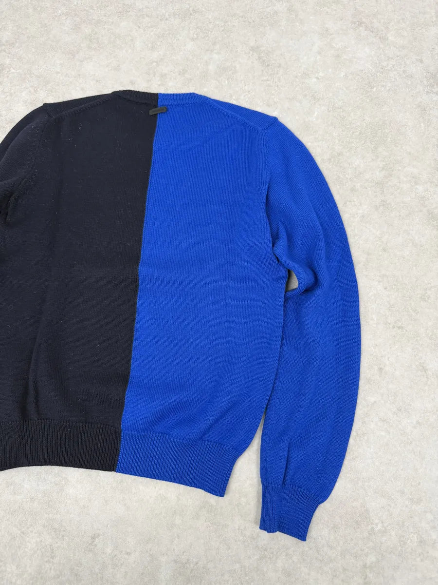2000s Bikkembergs Two Tone Blue & Black Wool Sweater nTNXMpH 7