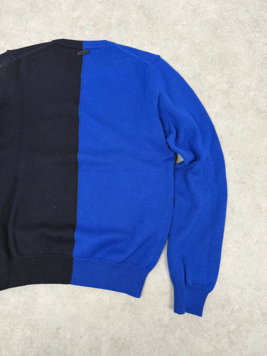 2000s Bikkembergs Two Tone Blue & Black Wool Sweater nTNXMpH 8