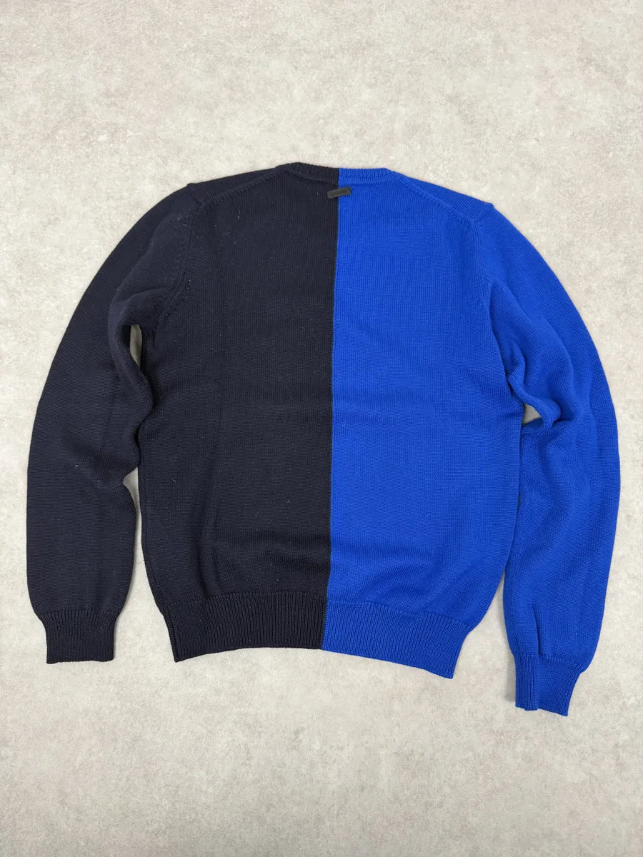 2000s Bikkembergs Two Tone Blue & Black Wool Sweater nTNXMpH 9