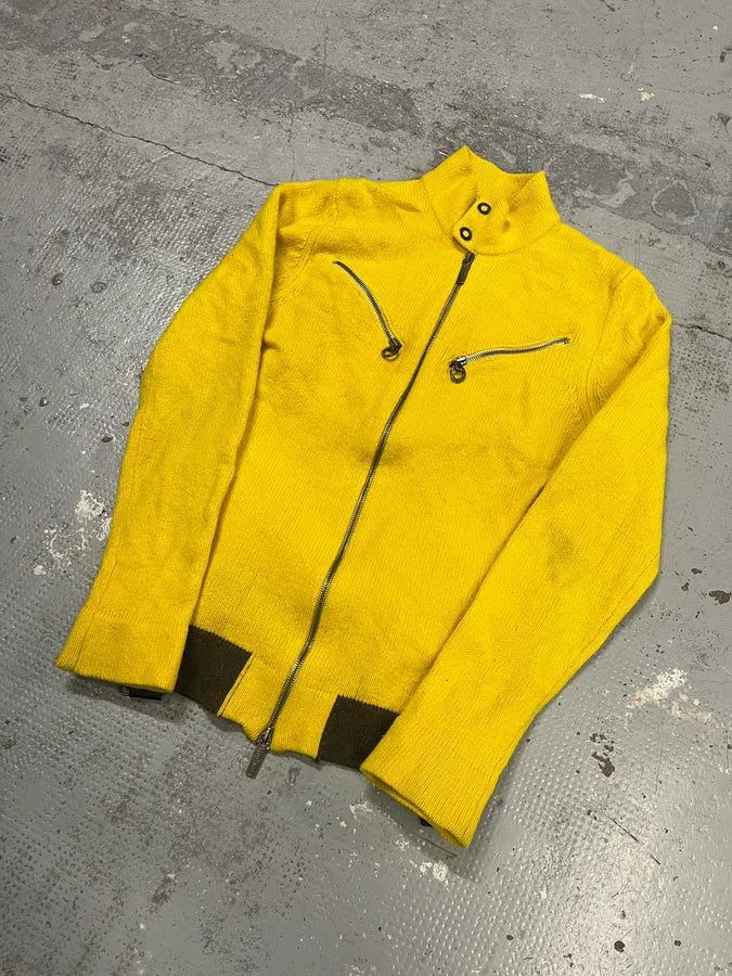 2000s Bikkembergs Yellow Wool Zip-Up Sweater cVQnQFZ 4