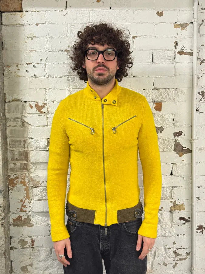 2000s Bikkembergs Yellow Wool Zip-Up Sweater cVQnQFZ 1