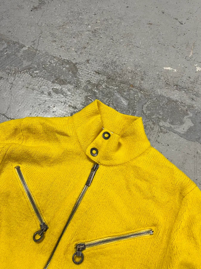 2000s Bikkembergs Yellow Wool Zip-Up Sweater cVQnQFZ 5