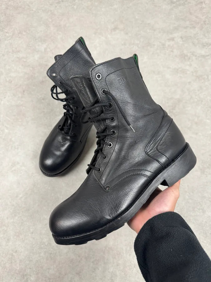 2000s Bikkembers Army Black Leather Boots VaxUuQQ 0